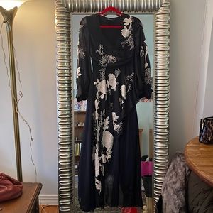 Navy petite wrap dress